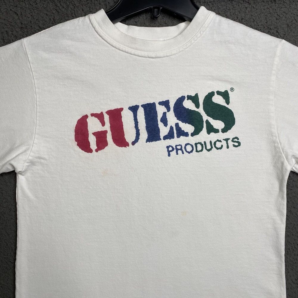 GUESS JEANS USA T-Shirt White Long Sleeve Womens Small Classic Spellout Logo - Picture 3 of 16